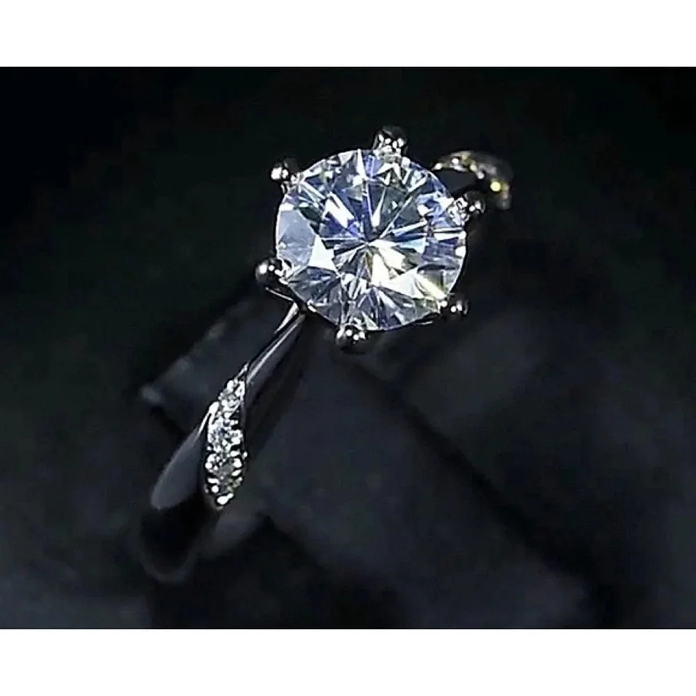 NEW 1ct Simulated Diamond‎ 14k White Gold Plated Silver Ring